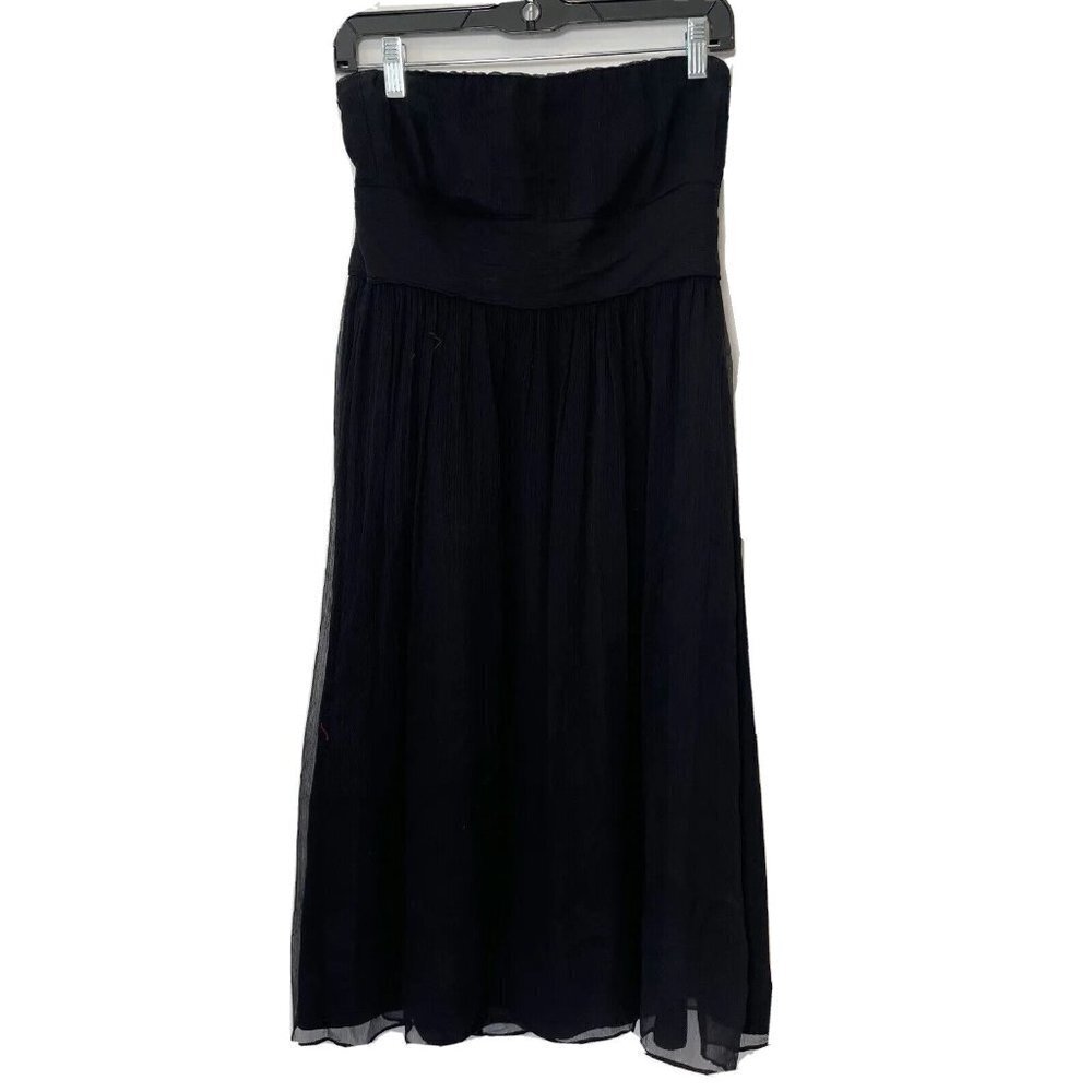 J.CREW Womens Emily Silk Strapless Chiffon Cocktail Dress‎ Black 8 Formal Lined